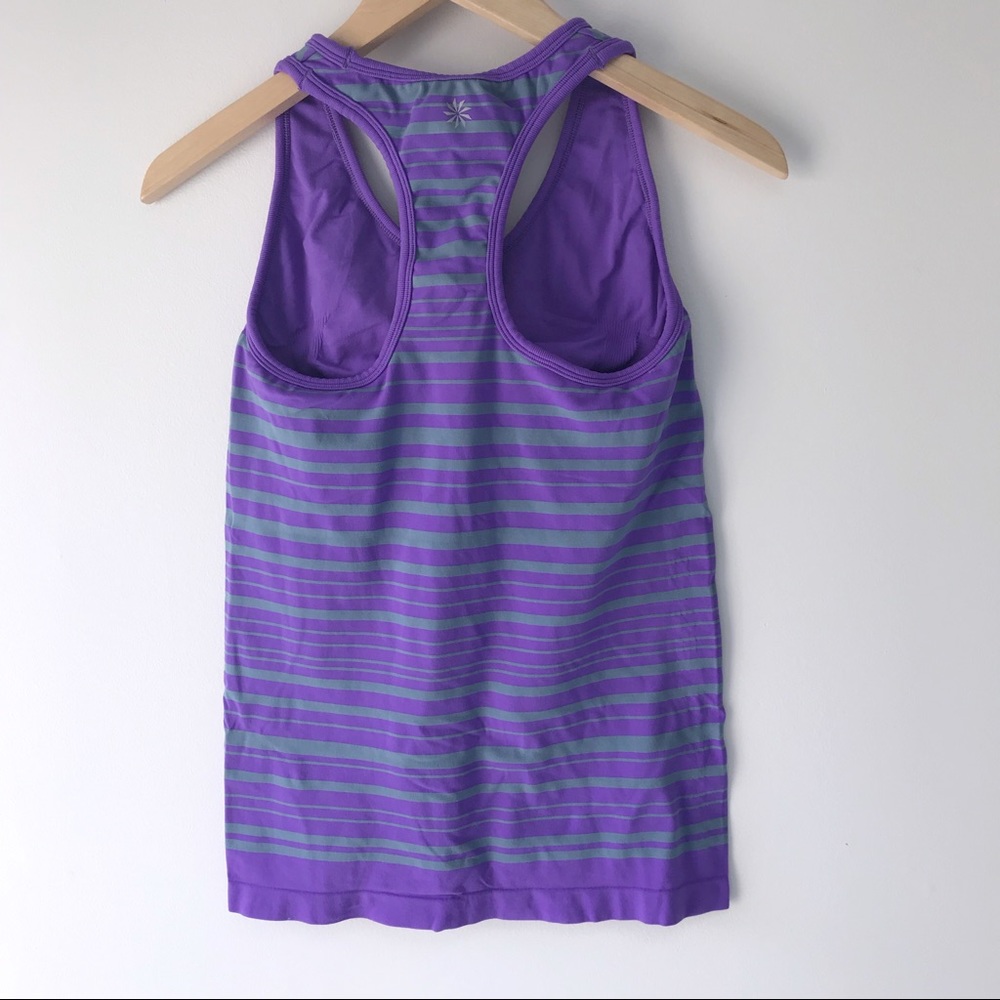 Athleta Neon Stripe Racerback Tank Top Purple Sm - Picture 5 of 6